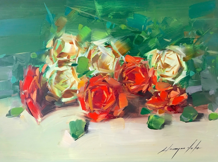 Roses, Original oil Painting, Handmade artwork, Ready to hang                